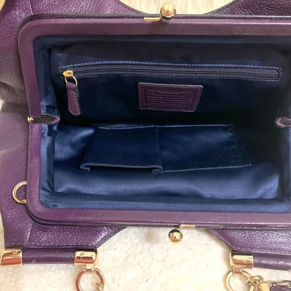 Coach Purple Satchel with Gold Accents - Picture 13 of 16
